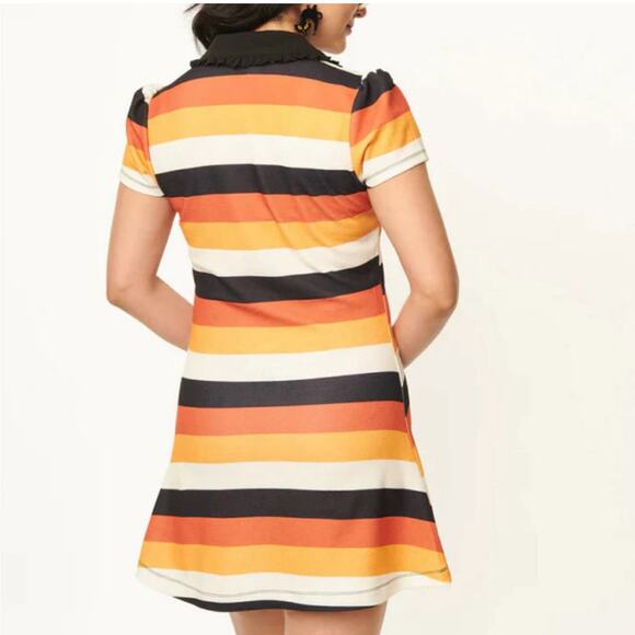 Unique Vintage Mini Polo Dress Small Candy Corn Halloween Retro Stripe Party New - Picture 5 of 10
